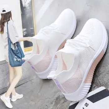 Pantofi pentru femei Nou Respirabil Sport ochiurilor de Plasă de Vară Versatil Gol de Mers pe jos de Zbor Țesute Nu-alunecare Doamnelor Adidasi Zapatos De Mujer Imagine 2