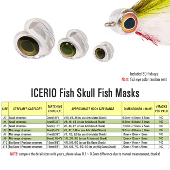ICERIO 100BUC #4 #6 #8 Fly Tying Pește Masca & Ochi de Pește 3D pentru a Face Streamer de Stiuca Biban Pastrav Atrage apă Sărată Fly Tying Material