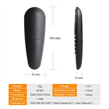 G30S G10S Air Mouse 2.4 G Giroscop 33 Taste IR de Învățare Wireless de Voce Inteligent de Control de la Distanță Pentru X96 H96 MAX Android Box VS G20S Imagine 2