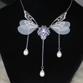 Vrăjitoare De Cristal Magic Enchanted Faerie Queen Colier Păgâne Fluture Pădure Zână Pandantiv Colier