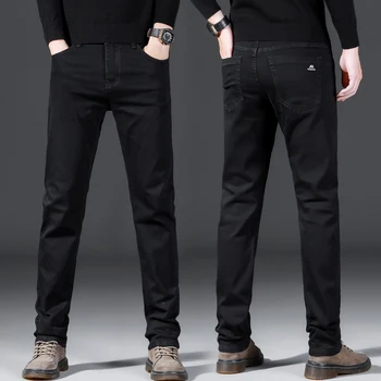 2022 Primăvară Clasic Barbati Negru Slim-fit Jeans Casual Business Mic Drept Denim Pantaloni sex Masculin Brand Plus Dimensiune 42 44 46 Pantaloni Imagine 2