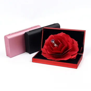 3D Rose Floare Inel Cadou de Afișare Cutie de Depozitare Moda Vintage Nunta Îndrăgostiților Organizator de Bijuterii Titular