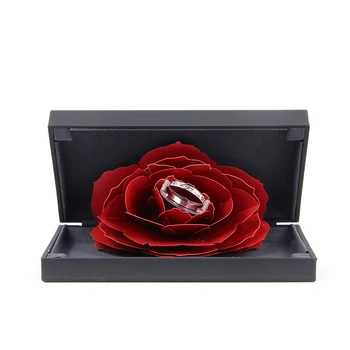 3D Rose Floare Inel Cadou de Afișare Cutie de Depozitare Moda Vintage Nunta Îndrăgostiților Organizator de Bijuterii Titular Imagine 2