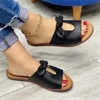 2022New Femei Brand Papuci de Vara Tobogane Deschis Deget de la picior Plat Pantofi Casual de Agrement din Piele Sandale de Plajă Feminin Flip Flops Mare Dimensiunea 43