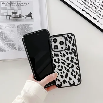 Casetify Acrilic Negru Leopard Simple Cazuri de Telefon Pentru iPhone 14 13 12 Pro Max 11 14promax Capacul din Spate Imagine 2