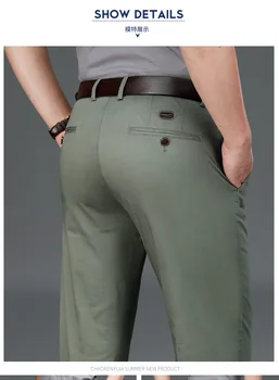 Primavara-Vara 97% Bumbac Pantaloni Casual Barbati Haine Direct De Afaceri Negru Verde Kaki Pantaloni Sex Masculin Brand 2022 Imagine 2