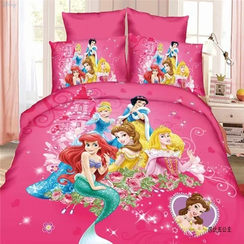 The Little Mermaid Ariel, Cenusareasa, Aurora, Belle Disney Princess Seturi de lenjerie de Pat pentru Copii Dormitor Fete Decor Unic Twin Full Size