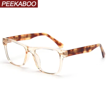Peekaboo bărbați ochelari pătrați pentru femei maro negru gri acetat optice ochelari cu rama tr90 obiectiv clar coreeană stil unisex Imagine 2
