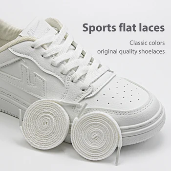 1Pair Clasic Țesute Plat, Șireturile de Moda Poliester Șireturi de Pantofi Casual Dantela Solid Șiret Pentru Adidași Alb 90cm 140cm 120cm