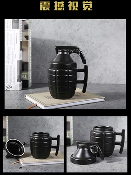 Creative Grenadă Cupa cu capac cana de ceramica, birou militar ceașcă de cafea, cană de cadouri speciale