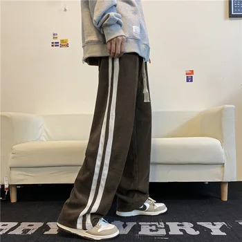 Barbati Pantaloni Largi Drepte Pantaloni Casual Supradimensionat Catifea Pantaloni Talie Elastic Pantaloni Jogger de sex Masculin la Modă coreean Streetwear Imagine 2