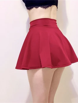 WOMENGAGA 2021 seyx cald alb negru roșu mini-fuste plisate O-LINIE Kawaii JK Dulce Fata coreeană femei fuste XJ8U Imagine 2
