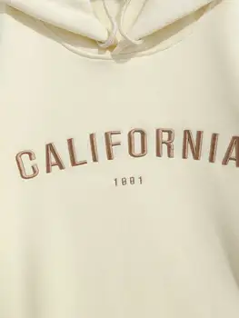 ZAFUL Hanorac pentru Barbati Fleece Căptușeală Glugă California Broderie Esențiale cu Gluga Pulover Toamna-Iarna Streetwear Cald Transpira
