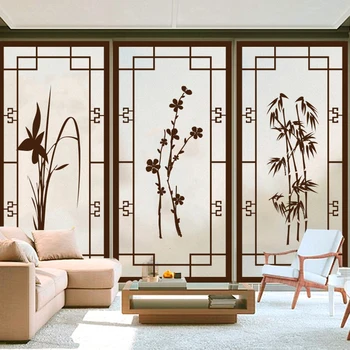 Sticlă mată autocolant Chinez antic geam grila geamul ușii de la bucătărie Chineză stil de decorare translucid film opac