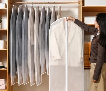 StoragClothing praf sac acasă transparent strat impermeabil costum husele pot fi spălate de buzunar îmbrăcăminte îmbrăcăminte praf de acoperire Imagine 2
