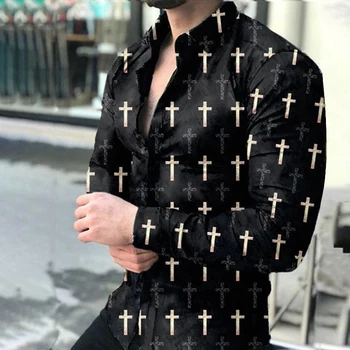 2021 Nou Tricou cu Maneca Lunga Tricouri Topuri de Moda Casual Tricou Imprimat foarte Mare Singur Tricou Pentru Bărbați Îmbrăcăminte