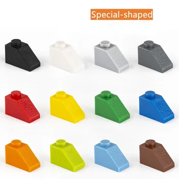 Moc Speciale în formă de Cărămidă 1x2 150pcs se Amestecă Culoare DIY Clasic de Educație Panta Blocuri Compatibil cu Asamblează Particule Imagine 2