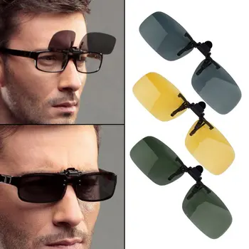 Unisex Clip Polarizat ochelari de Soare de Conducere Viziune de Noapte Clip-on Flip-up, ochelari de Soare Lentile Cool Ochelari Clip de Pe Lentile Anti-UV 400 Imagine 2