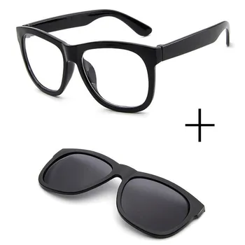 Magnet Clip pe ochelari de Soare clip-on ochelari pătrați Obiectiv Bărbați Femei oglindă clip Ochelari de Soare Viziune de Noapte de Conducere retro de sol Imagine 2