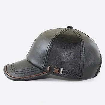 XdanqinX toamna iarna din piele PU pălărie nouă catifea caldă șepci de baseball pentru bărbați simplu capac de sport reglabil dimensiune bărbați pălării de iarnă