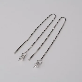 Earwire,solid 925 sterling silver ureche fir, Caseta Lanț cercel din sârmă cu pandantiv conector