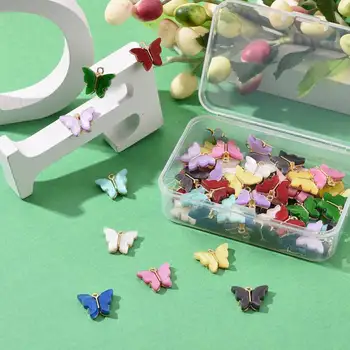 100buc Aliaj de Acril Fluture Pandantive Mixt Color Pentru colier bijuterii DIY Accesorii pentru Decor,14x16.5x3mm, Gaura: 1.6 mm
