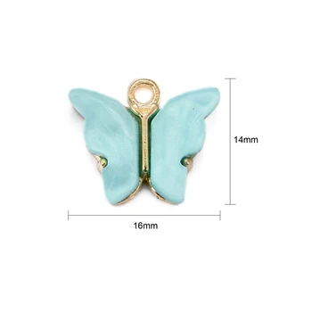100buc Aliaj de Acril Fluture Pandantive Mixt Color Pentru colier bijuterii DIY Accesorii pentru Decor,14x16.5x3mm, Gaura: 1.6 mm Imagine 2