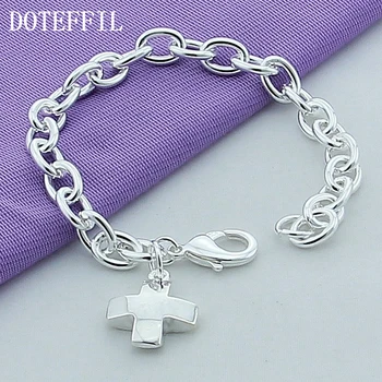 DOTEFFIL Argint 925 Solid Cruce Pandantiv Brățară Pentru Femei Farmec Nunta Petrecere de Logodna, Bijuterii de Moda