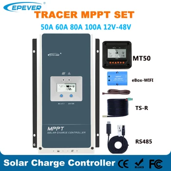Epever 50A 60A 80A 100A MPPT Controler de Încărcare Solar 12V 24V 36V 48V Auto lumina de Fundal LCD Solare Regulator Suport WIFI MT50 de la Distanță