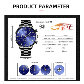 Noua Moda Mens Ceasuri De Lux, Oameni De Afaceri Din Oțel Inoxidabil Cuarț Încheietura Ceas Calendar Luminos De Om Ceas Casual Din Piele Ceas Imagine 2