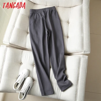 Tangada 2022 femei pantaloni gri inchis marfă strethy talie pantaloni pantaloni jogging pantaloni de trening femei 6D80
