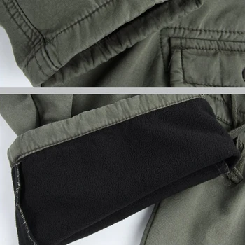 SHIFUREN Cald Iarna Barbati Pantaloni de Lână Îngroșa Dublu Strat Militare de Cauzalitate Pantaloni Largi Multi-Pocket Plus Dimensiune 28-40 Imagine 2