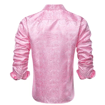 Jacquard De Mătase Barbati Tricouri Culoare Roz Albastru Rosu Verde De Aur Maneca Lunga Single-Breasted Rever Cămașă Bluză De Îmbrăcăminte De Afaceri De Nunta