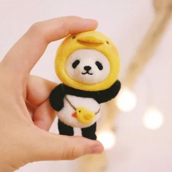 Non Terminat Simțit Kit Creativ Populare Animale de companie Jucărie Papusa Lână Simțit Bagat Asamblare DIY Drăguț Chineză Kung Fu Panda Lână Împâslire Pachet Imagine 2