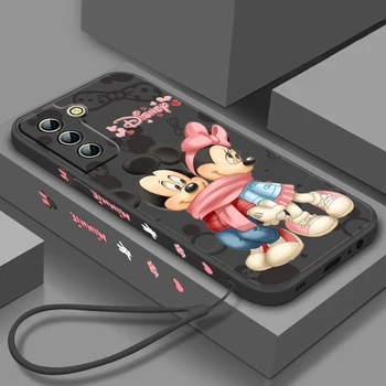 Mickey Minnie Roz Caz de Telefon Pentru Samsung Galaxy S22 S21 S20 S9 S10 Ultra Plus Pro FE Lichid Stânga Coarda Bomboane Acoperi Coque Capa
