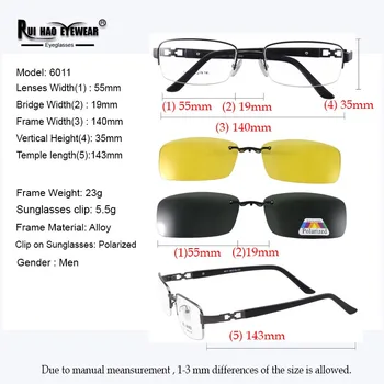Optic Ochelari Cadru Cu 2 BUC Clip pe ochelari de Soare Polarizat Rui Hao Ochelari Ochelari Cadru Bărbați Noapte Viziune Ochelari 6011