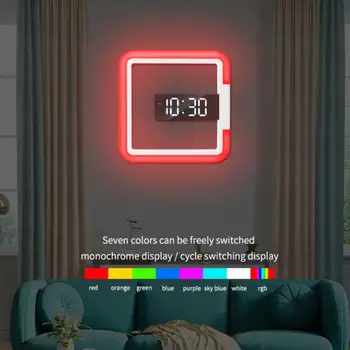 LED Ceas de Perete de Control de la Distanță Ceas de Perete Digital Creative LED Oglindă de Perete Ceas Cu Alarmă/Temperatura Inel Multicolor de Lumină