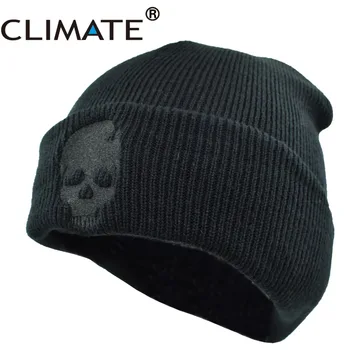 CLIMA Negru Schelet Beanie Cap Pălărie de Iarnă pentru Bărbați de Iarnă Pălărie Cald Rece Cranii Negre Hip Hop Cald Tricotate Pălărie pentru Bărbați Imagine 2