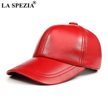 LA SPEZIA Șapcă de Baseball din Piele Roșu Solid Capace pentru Barbati Femei Reale piele de Oaie Reglabil Unisex Primavara Toamna Tata Pălării