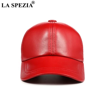 LA SPEZIA Șapcă de Baseball din Piele Roșu Solid Capace pentru Barbati Femei Reale piele de Oaie Reglabil Unisex Primavara Toamna Tata Pălării Imagine 2