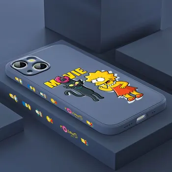 Dragostea de Desene animate the Simpsons Caz Pentru Apple iPhone 14 13 12 Mini 11 Pro XS MAX XR X 8 7 6S Plus SE Lichid Stânga Coarda Telefon Acoperire de Bază