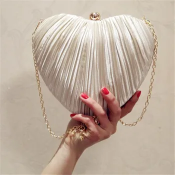2019 Nou Geantă de mână de Femei Inima în Formă de sac de ambreiaj Petrecere Pungă Dulce pentru Fete Lanț de Umăr saci de Messenger Saci de Seara Imagine 2