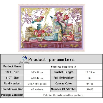 Nunta livrările de flori și de porțelan pictura de numărare cruciulițe set DIY 11CT 14CT imprimate panza gherghef broderie kit Imagine 2