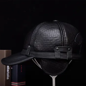 PUDI Barbati din Piele Șapcă de Baseball de Brand Nou Băiat rus Stil de Iarnă Pălării Calde de Culoare Neagra HL070