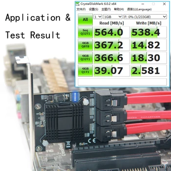 NOU cu 6 Porturi SATA 3.0 6Gbps PCI-Express Card de Expansiune Adaptor Coloană Singur Port de Până la 500Mb ASMedia ASM1166 Chip pentru IPFS Miniere Imagine 2