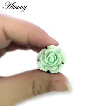 Alisouy 1 Pereche de Drăguț 3D Frumoase Flori de Trandafir Acrilice Ureche Plug Tunel Calibre Ureche Expander Piercing Bijuterii pentru fete lady