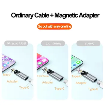 Noi Cot Adaptor Magnetic Pentru iPhone Huawei Samsung POCO 540 de Grade Roti Micro USB de Tip C Taxa de Transfer de Date de Sincronizare Converter Imagine 2