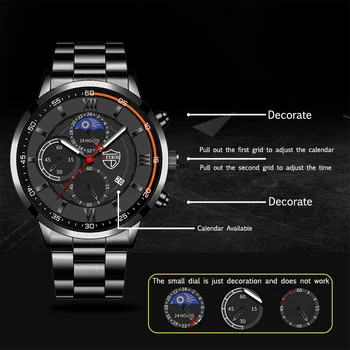 Moda pentru bărbați din oțel inoxidabil ceasuri de lux calendar ceasuri quartz de afaceri u e pentru bărbați Luminos Clockrelogio masculino
