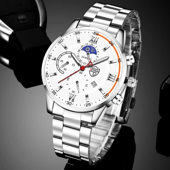 Moda pentru bărbați din oțel inoxidabil ceasuri de lux calendar ceasuri quartz de afaceri u e pentru bărbați Luminos Clockrelogio masculino Imagine 2