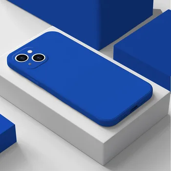 Original Klein Albastru Lichid de Silicon Telefon Caz Pentru iPhone 13 12 11 Pro Max Mini XS XR X 8 7 Plus SE2 Moale Subțire Acoperă funda Imagine 2